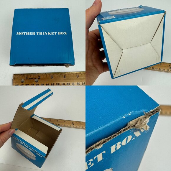 Vtg Mother is another word for love Round Trinket Dish w Lid Gold Accents w Box - Picture 10 of 11